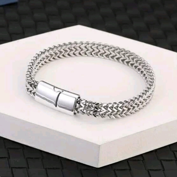 Stainless Steel Magnetic Bayonet Clasp Franco Chain Bracelet For Men 7.5" - Picture 2 of 11